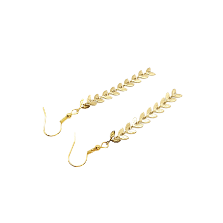 earrings steel gold long leaf4